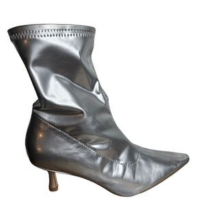 Urban Outfitters Silver Faux Leather Booties